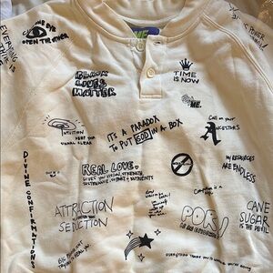 Melody Ehsani Cream and Black Artistic Sweatshirt